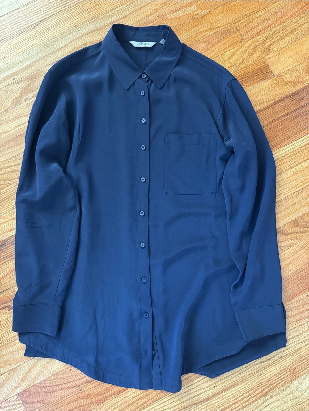 Athleta 100% Washable Silk Button-Down Shirt